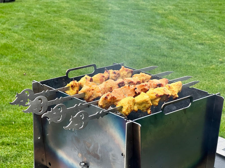 Stecki Steckgrill Mangal aus Stahl - Mobiler & Robuster Schaschlikgrill | Aganjok