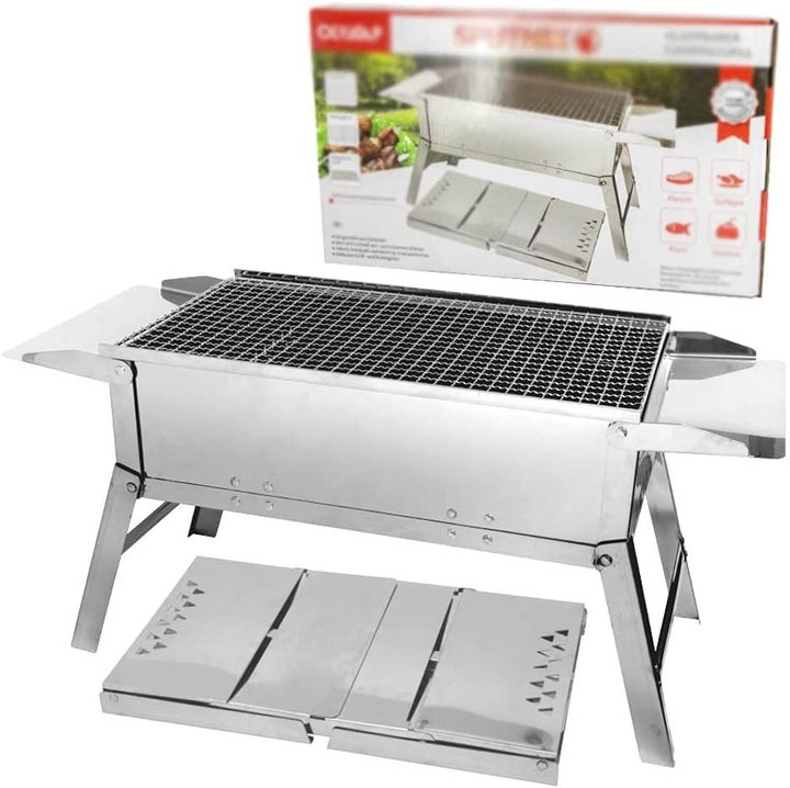 camping holzkohlegrill Klappbarer Mangal Camping-Grill SPUTNIK aus Edelstahl