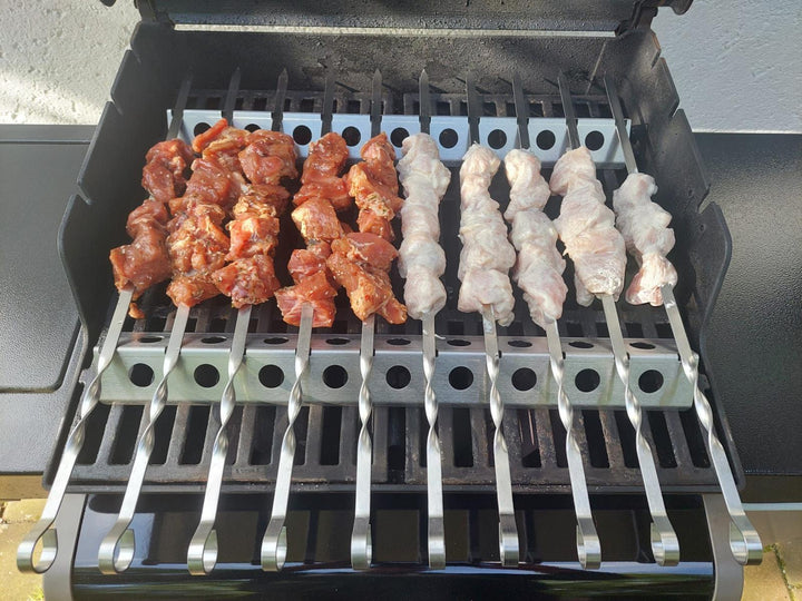 Schaschlik Spießaufsatz für Gasgrill – für 10 Spieße | Aganjok