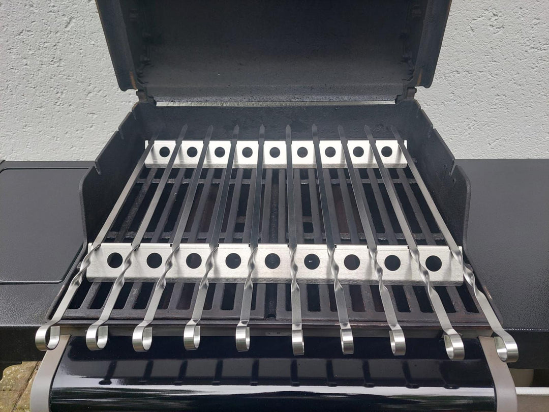 Schaschlik Spießaufsatz für Gasgrill – für 10 Spieße | Aganjok