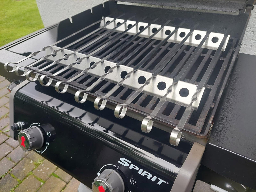 Schaschlik Spießaufsatz für Gasgrill – für 10 Spieße | Aganjok