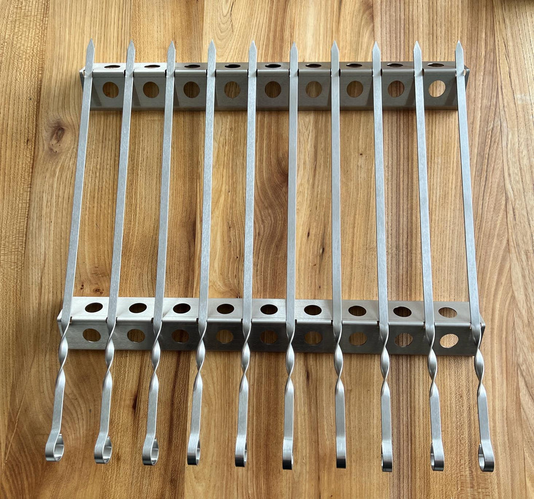 Spießaufsatz & 10 Premium Spieße „Klassiker“ – 50 cm, 2 mm | Aganjok
