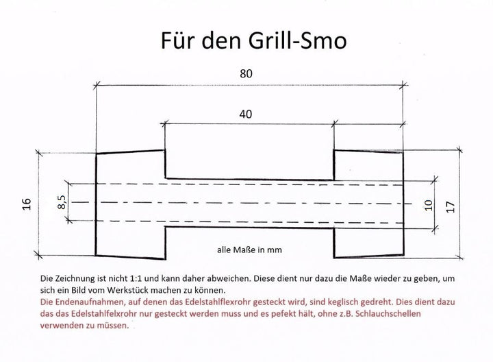 Grilladapter für Edelstahlflexrohre Grill-Smo 0,65 Liter