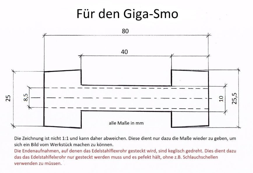 Grilladapter für Edelstahlflexrohre Giga-Smo 4 Liter