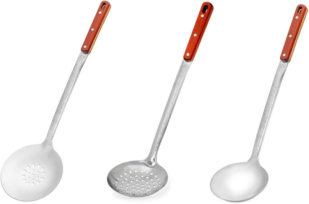 3er Set für Kazan/Kasan – Schaumlöffel 44 cm + Schöpflöffel 43 cm + Rührlöffel 47 cm, Holzgriff