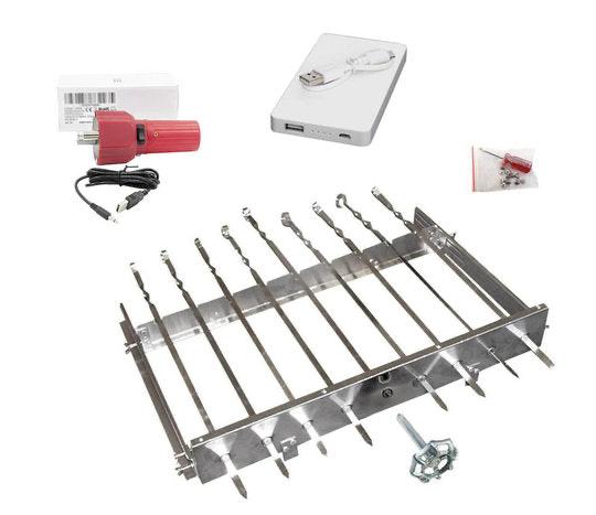 Mehrfach-Drehspieß SESAM – II Set (für 9 Spieße, inkl. Motor & Powerbank) | Aganjok