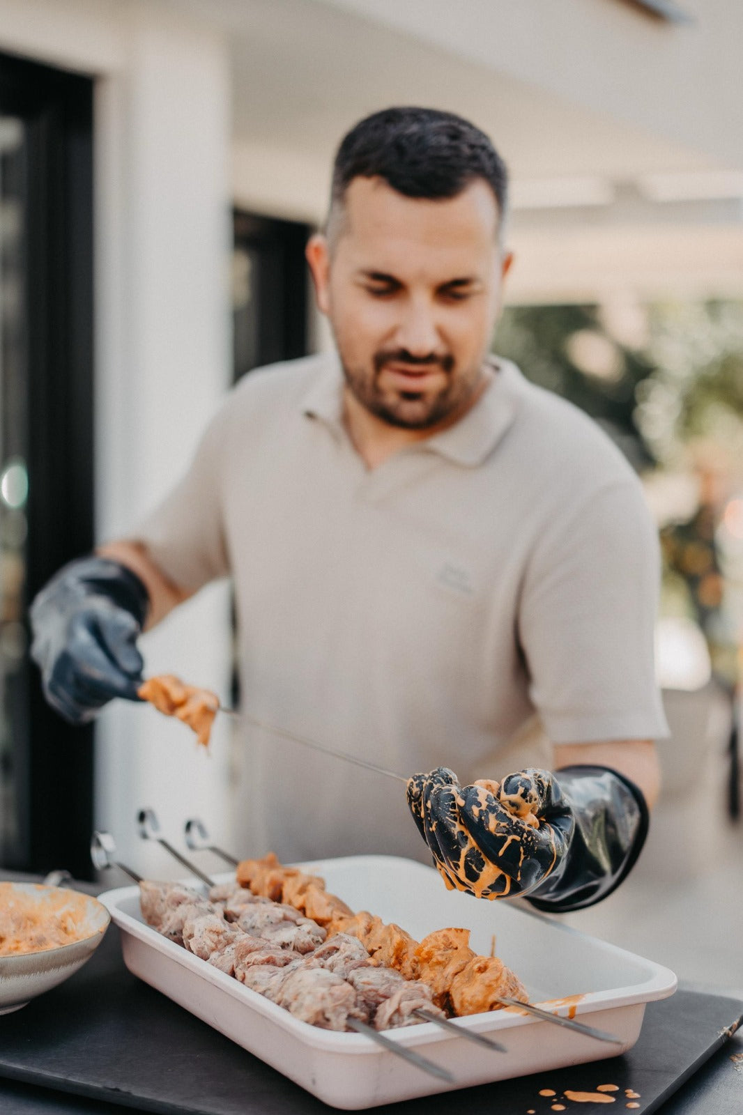 HEATPRO Hitzeschutzhandschuhe – grau – Grip & Schutz für Schaschlik & Grill