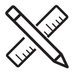 Das Icon zeigt ein Kreuz, das aus einem Bleistift und einem Lineal besteht.